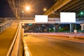 Night road long exposure with blank billboard Royalty Free Stock Photo