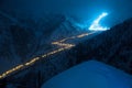 Night Road in mountains Royalty Free Stock Photo