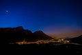 Night road traffic view after sunset in mountains Royalty Free Stock Photo