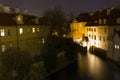 Night romantic Prague Flourmill above Certovka, Czech republic Royalty Free Stock Photo