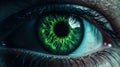 Night\'s Emerald Gaze: Enigmatic Green Glowing Eyes
