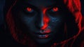 Night\'s Fiery Gaze: Red Glowing Eyes Illuminating the Darkness