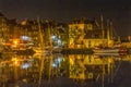 Night Sailboats Waterfront Reflection Inner Harbor Honfluer France Royalty Free Stock Photo