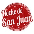 Night of Saint John on spanish language Noche de San Juan sign or stamp