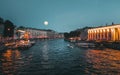 Night Saint Petersburg. Embankment of the Fontanka river