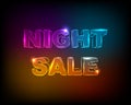 Night sale neon glowing text black background