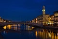 Night of San Ranieri and Luminara in Pisa, view of Ponte di Mezzo Royalty Free Stock Photo