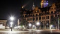 The night scape of Dresden Old town road with Zwinger palace as background Royalty Free Stock Photo