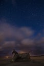 A night scape of An old German Bunkers on the beach of Blavand, Denmark, transformed into mule sculptures Royalty Free Stock Photo