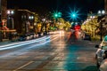 Night scene along 10th street South Omaha downtown Royalty Free Stock Photo