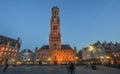 Night scene of Belfry Tower Belfort of Bruges