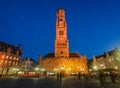 Night scene of Belfry Tower Belfort of Bruges