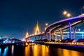 Night Scene Bhumibol Bridge, Bangkok, Thailand Royalty Free Stock Photo