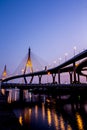 Night Scene Bhumibol Bridge, Thailand Royalty Free Stock Photo