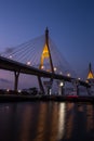 Night Scene Bhumibol Bridge, Thailand Royalty Free Stock Photo