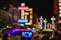 Night Scene of Bustling Yaowarat Road or Chinatown Bangkok