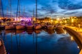 Night scene of Cala Dor port in Mallorca