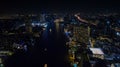 Night scene of chaopraya river in heart of bangkok thailand