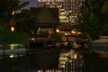 Night scene Chinese building on lake illuminared Royalty Free Stock Photo