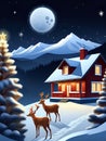 A night scene with a Christmas theme in moutains