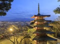 Night scene of Chureito Pagoda with Mt.fuji Background Royalty Free Stock Photo