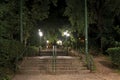 Night scene in Cismigiu Park, Bucharest, at the entrance from Stirbei Voda street Royalty Free Stock Photo
