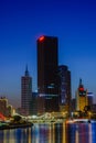 NIght scene cityscape of Tianjin city at Hai he river zone with Royalty Free Stock Photo