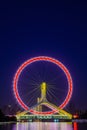 Night scene cityscape of Tianjin ferris wheel,Tianjin eyes with