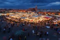 Night scene of the Djema el Fnaa in Marrakesh Royalty Free Stock Photo