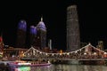 Night scene of downtown Tianjin City, China