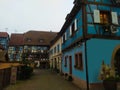 Night scene in Eguisheim, a traditional village in the Alsace wine region of France Royalty Free Stock Photo