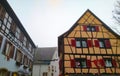 Night scene in Eguisheim, a traditional village in the Alsace wine region of France Royalty Free Stock Photo