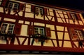 Night scene in Eguisheim, a traditional village in the Alsace wine region of France Royalty Free Stock Photo