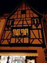 Night scene in Eguisheim, a traditional village in the Alsace wine region of France Royalty Free Stock Photo