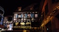 Night scene in Eguisheim, a traditional village in the Alsace wine region of France Royalty Free Stock Photo