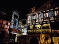 Night scene in Eguisheim, a traditional village in the Alsace wine region of France Royalty Free Stock Photo