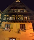 Night scene in Eguisheim, a traditional village in the Alsace wine region of France Royalty Free Stock Photo