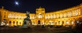 The Night Scene of the Equestrian Statue of Austrian Hero: Prince Eugene of Savoy, the victor over the Turks in the 17th century.