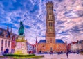 Grote Markt square in medieval city Brugge, Belgium Royalty Free Stock Photo