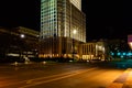 Night scene FNBO Headquarters building along Dodge Street Omaha in downtown Omaha Nebraska Royalty Free Stock Photo