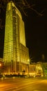 Night scene FNBO Headquarters building along Dodge Street Omaha in downtown Omaha Nebraska Royalty Free Stock Photo