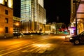 Night scene FNBO Headquarters building along Dodge Street Omaha in downtown Omaha Nebraska Royalty Free Stock Photo