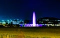 Night scene the fountain at the Heartland of America Park and the Harrah, Casino in Council Bluffs Iowa Royalty Free Stock Photo