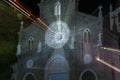 Night scene front facade of Church of San Giovanni Battista in Riomaggiore