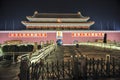 Night scene from frontal entrance of Forbidden City. Beijing. China