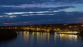 Night scene of Georgetown waterfront in Washington DC, USA. Royalty Free Stock Photo