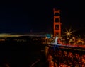 Night scene Golden Gate Bridge San Francisco California with car lights trails Royalty Free Stock Photo