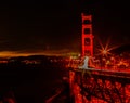 Night scene Golden Gate Bridge San Francisco California with car lights trails Royalty Free Stock Photo