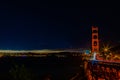 Night scene Golden Gate Bridge San Francisco California with car lights trails Royalty Free Stock Photo