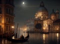 Night scene of gondola in Venice